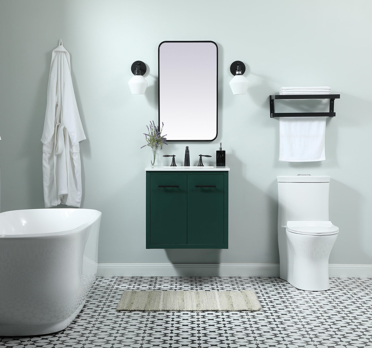 24 inch Single Bathroom Vanity in Green - BC4102434GN