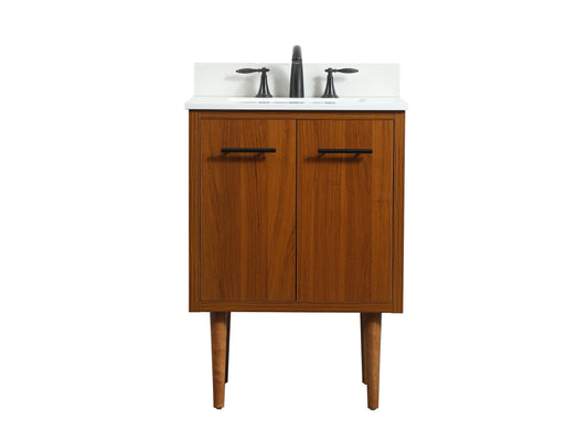 24 inch Single Bathroom Vanity in Teak with backsplash - BC4102434TK-BS