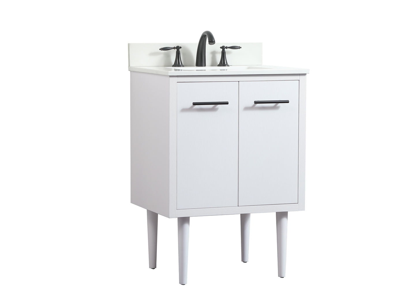 24 inch Single Bathroom Vanity in White with backsplash - BC4102434WH-BS