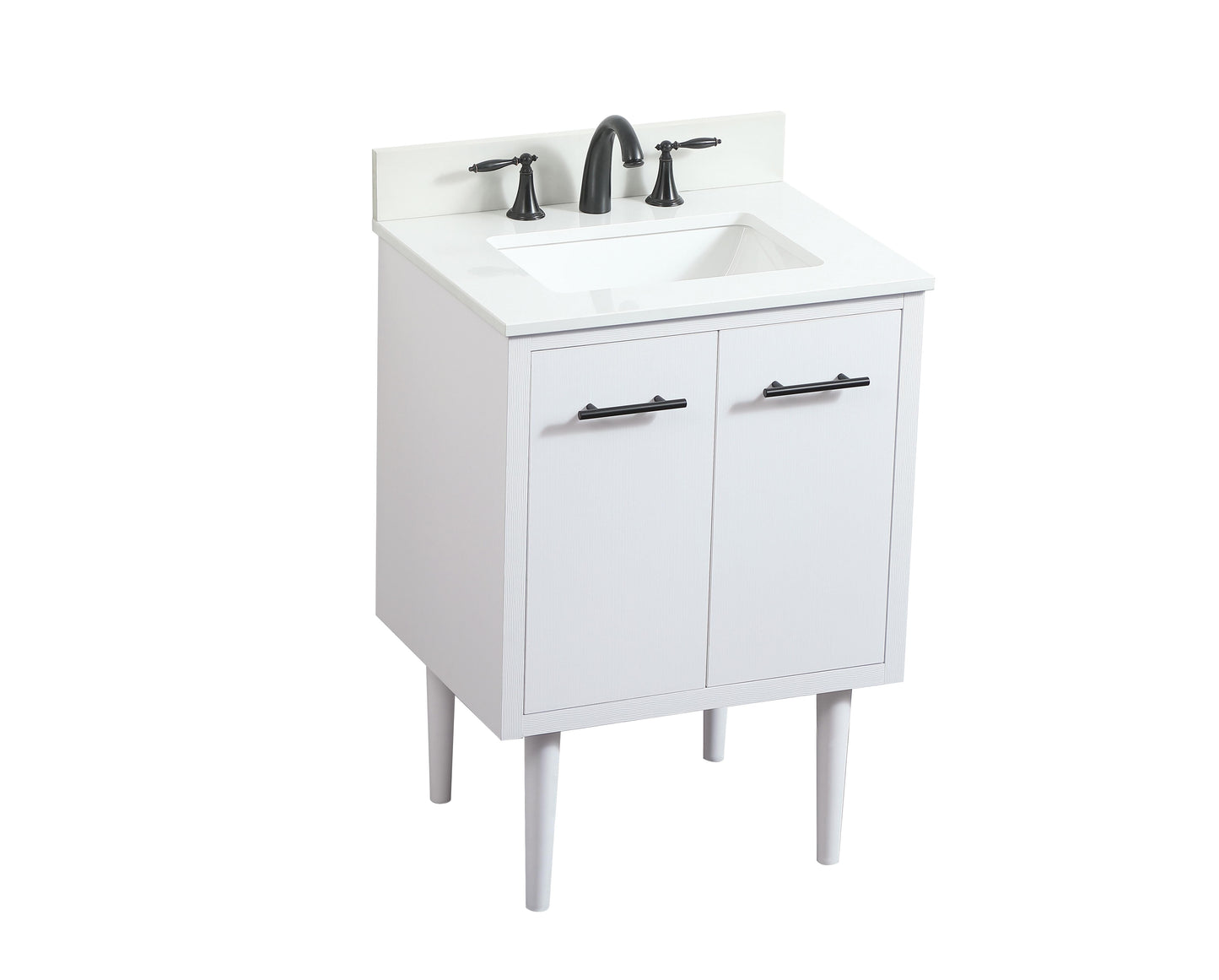 24 inch Single Bathroom Vanity in White with backsplash - BC4102434WH-BS