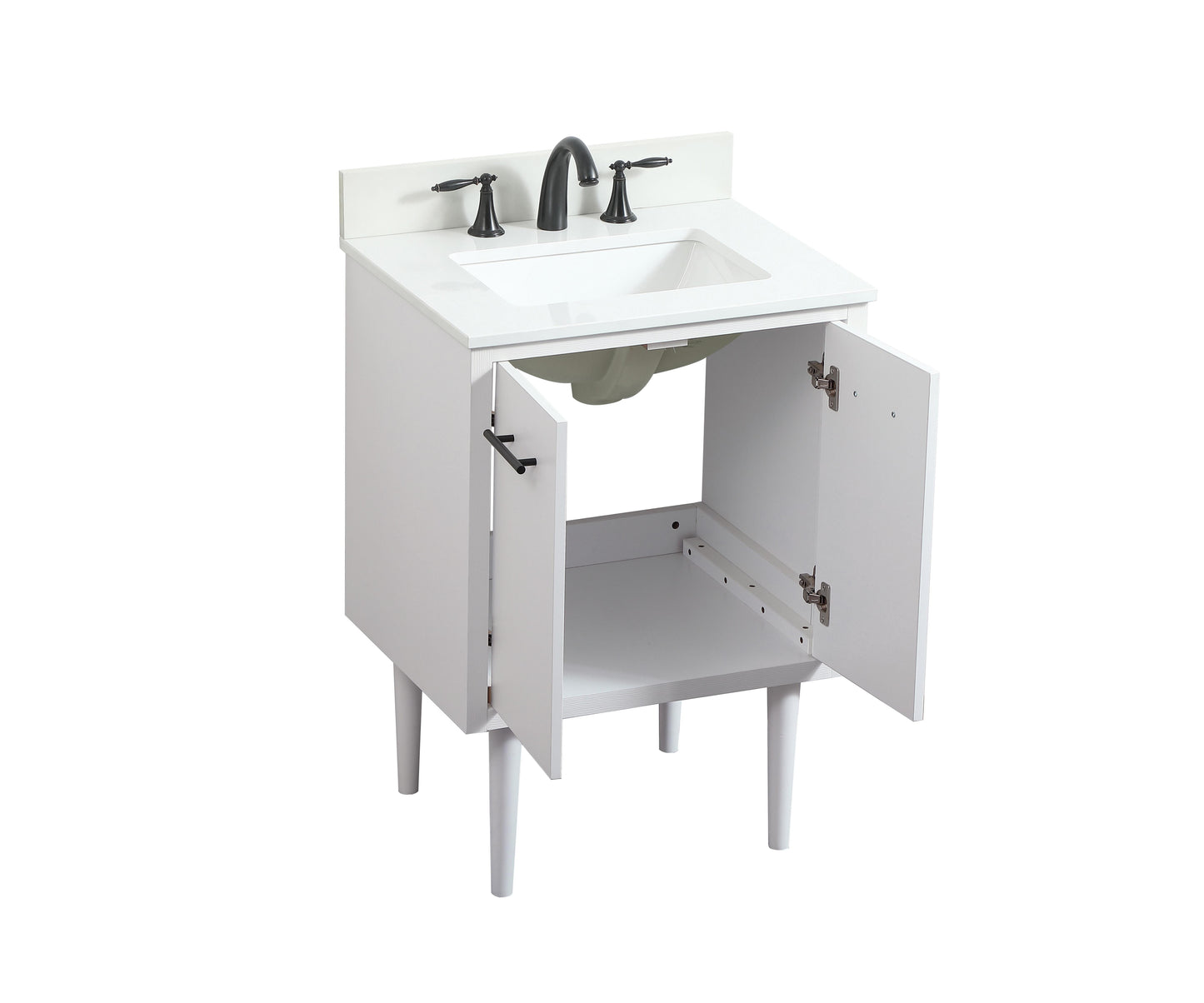 24 inch Single Bathroom Vanity in White with backsplash - BC4102434WH-BS