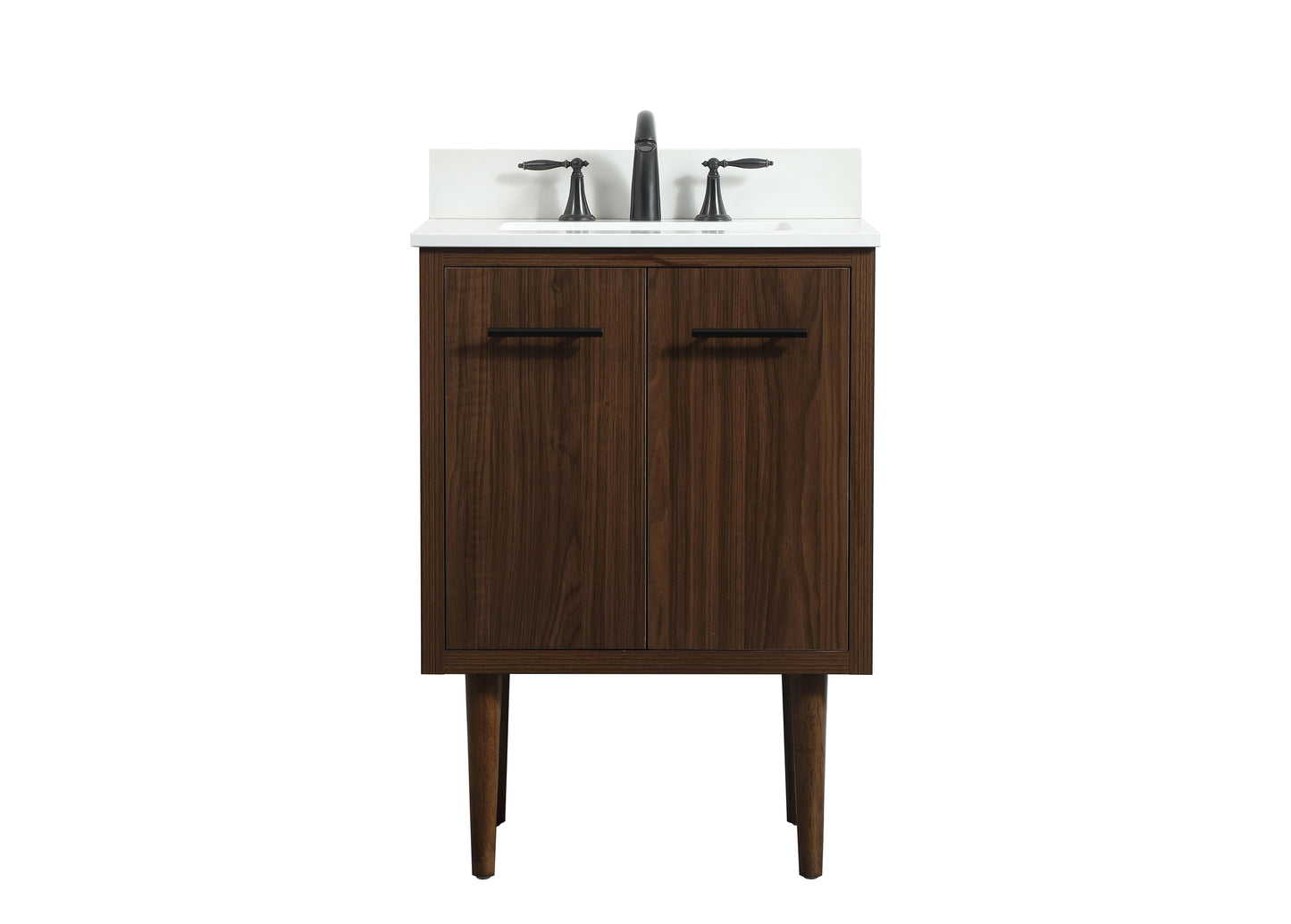 24 inch Single Bathroom Vanity in Walnut with backsplash - BC4102434WT-BS