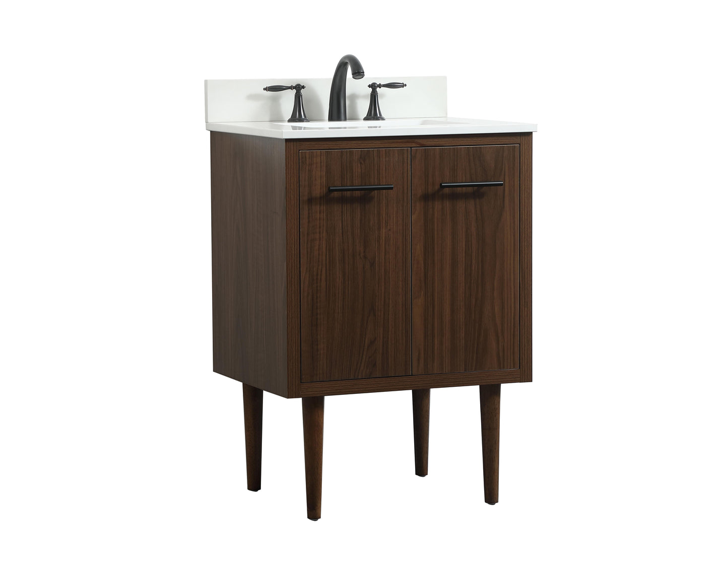 24 inch Single Bathroom Vanity in Walnut with backsplash - BC4102434WT-BS