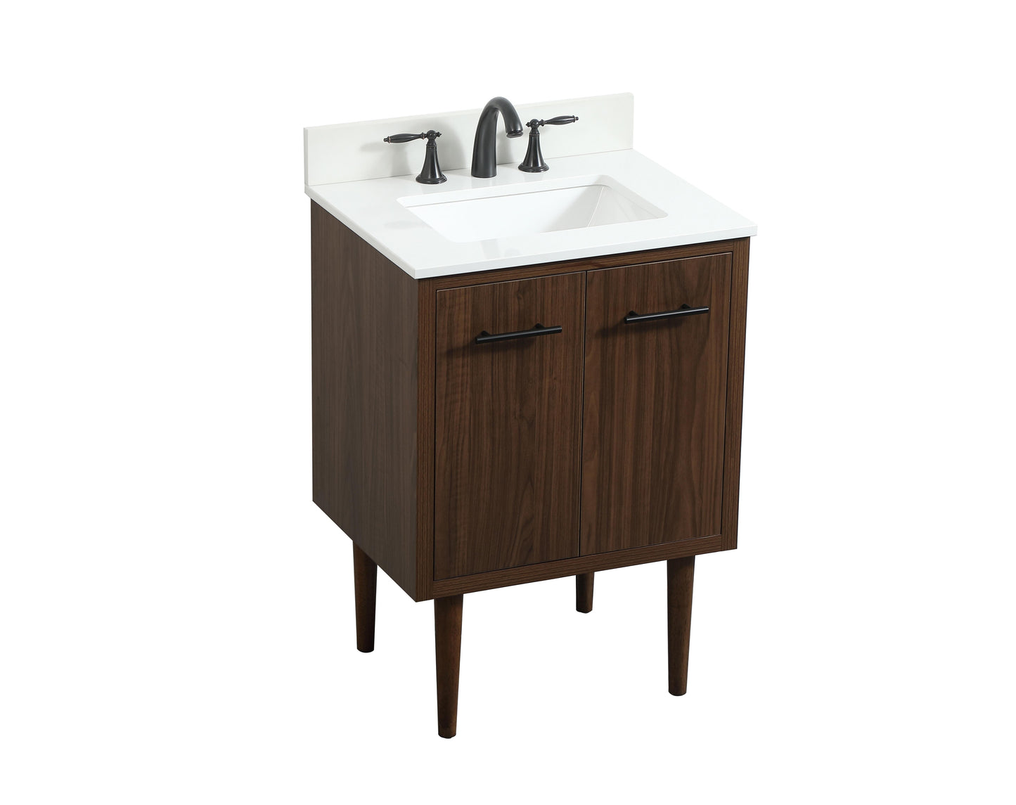 24 inch Single Bathroom Vanity in Walnut with backsplash - BC4102434WT-BS