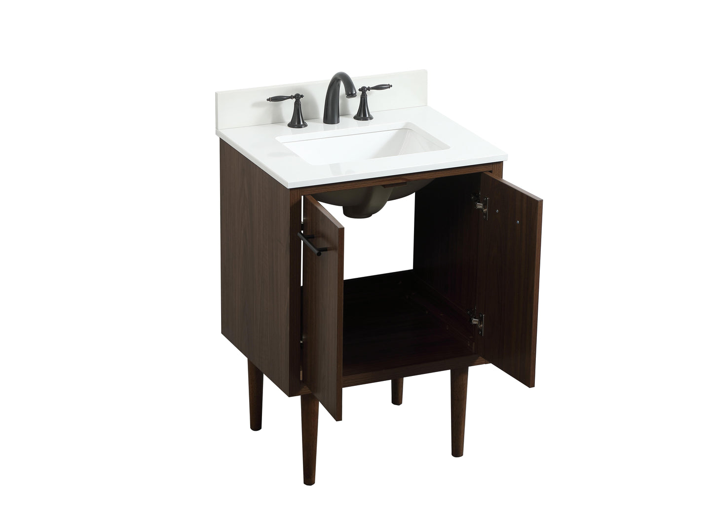 24 inch Single Bathroom Vanity in Walnut with backsplash - BC4102434WT-BS