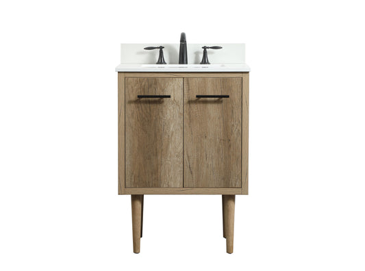 24 inch Single Bathroom Vanity in Natural Oak with backsplash - BC4102434NT-BS