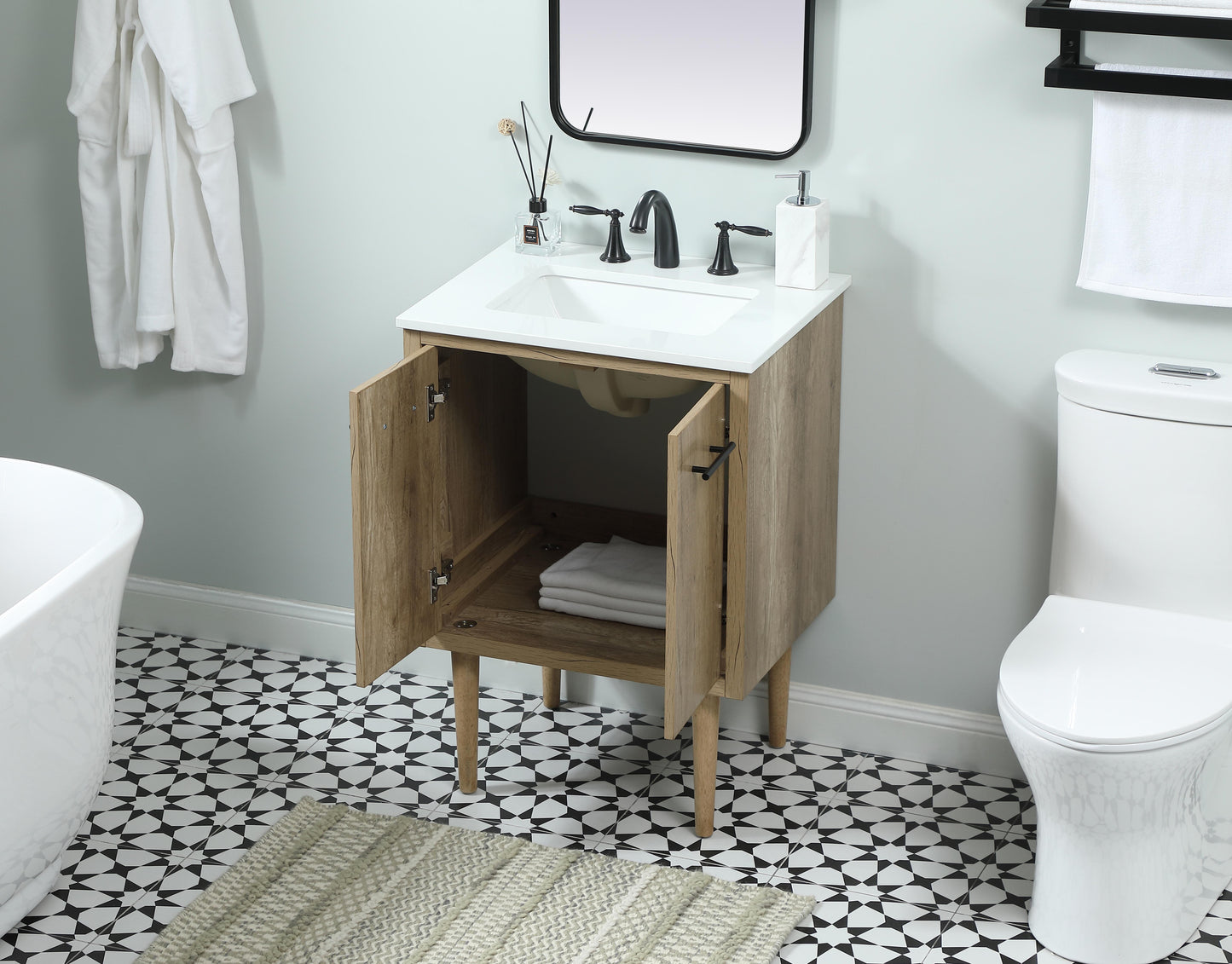 24 inch Single Bathroom Vanity in Natural Oak - BC4102434NT