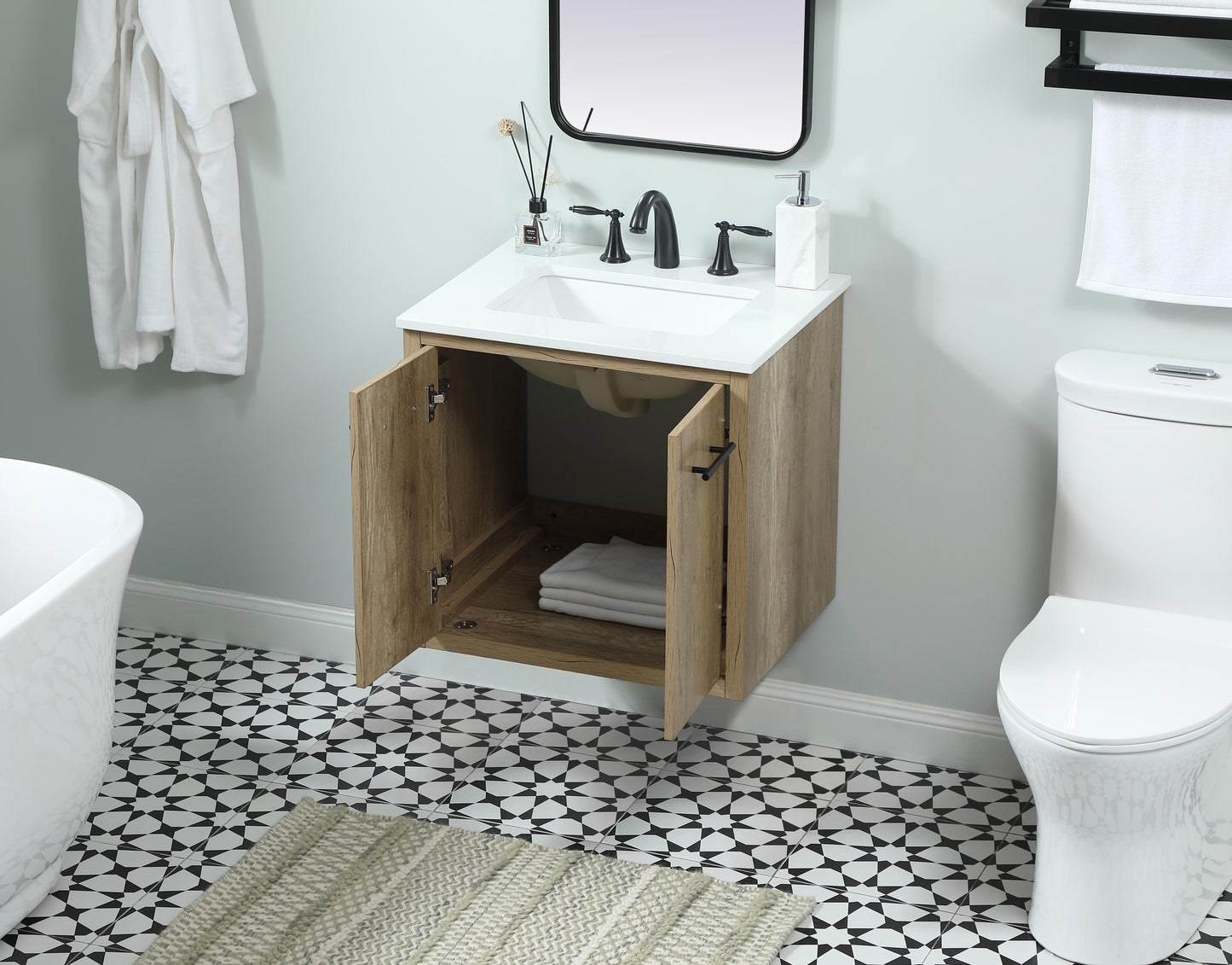 24 inch Single Bathroom Vanity in Natural Oak - BC4102434NT