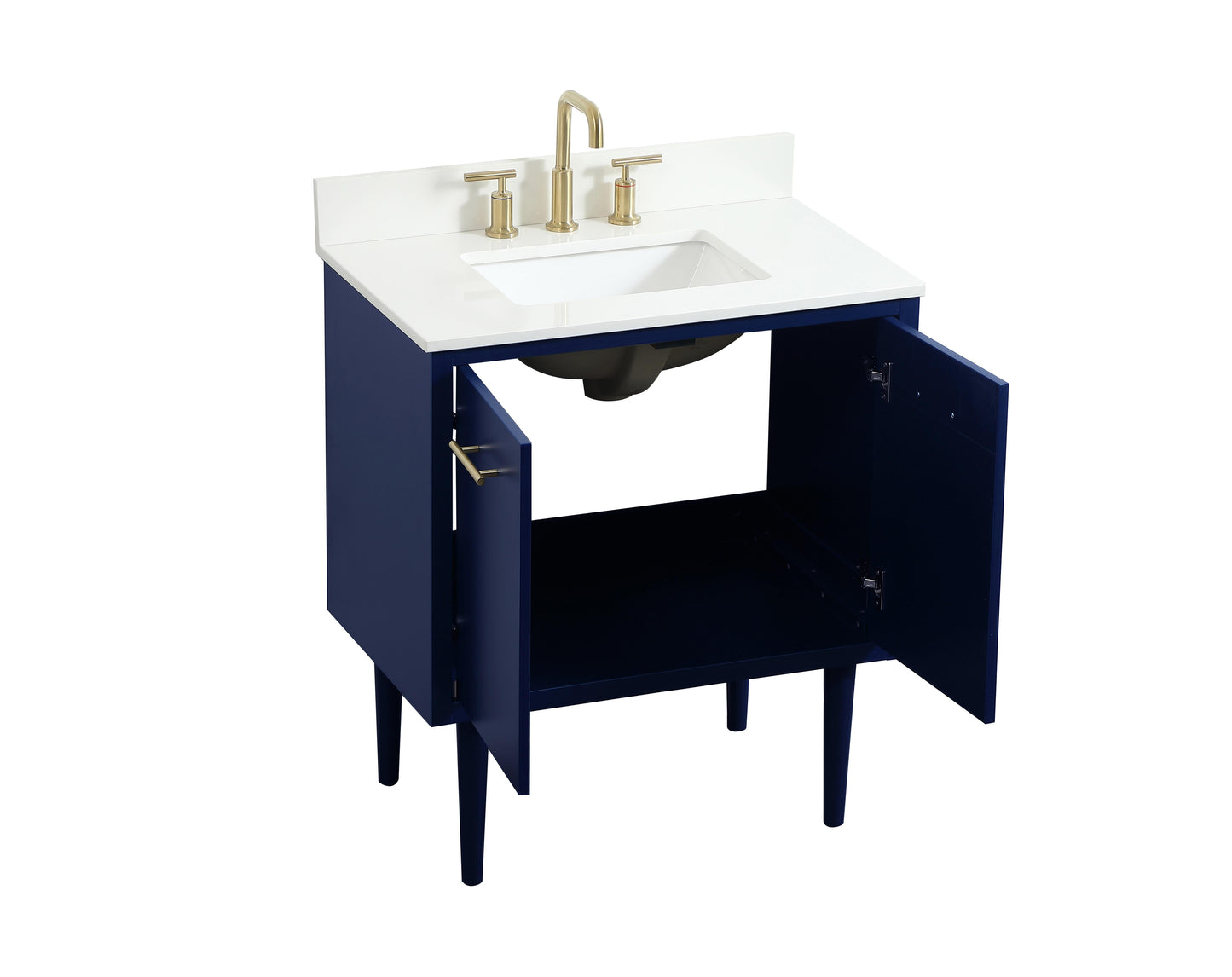 30 inch Single Bathroom Vanity in Blue with backsplash - BC4103034BL-BS