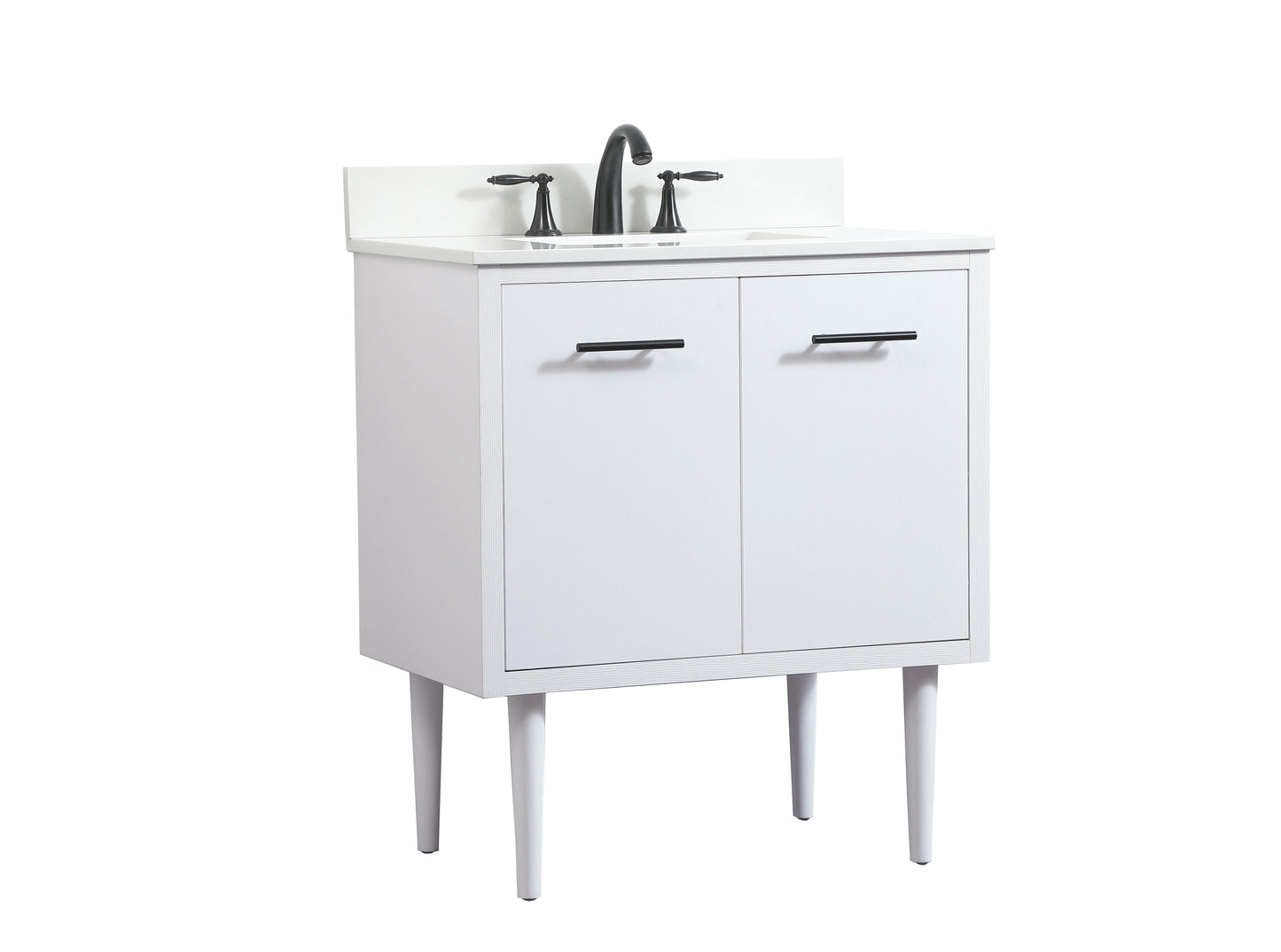 30 inch Single Bathroom Vanity in White with backsplash - BC4103034WH-BS