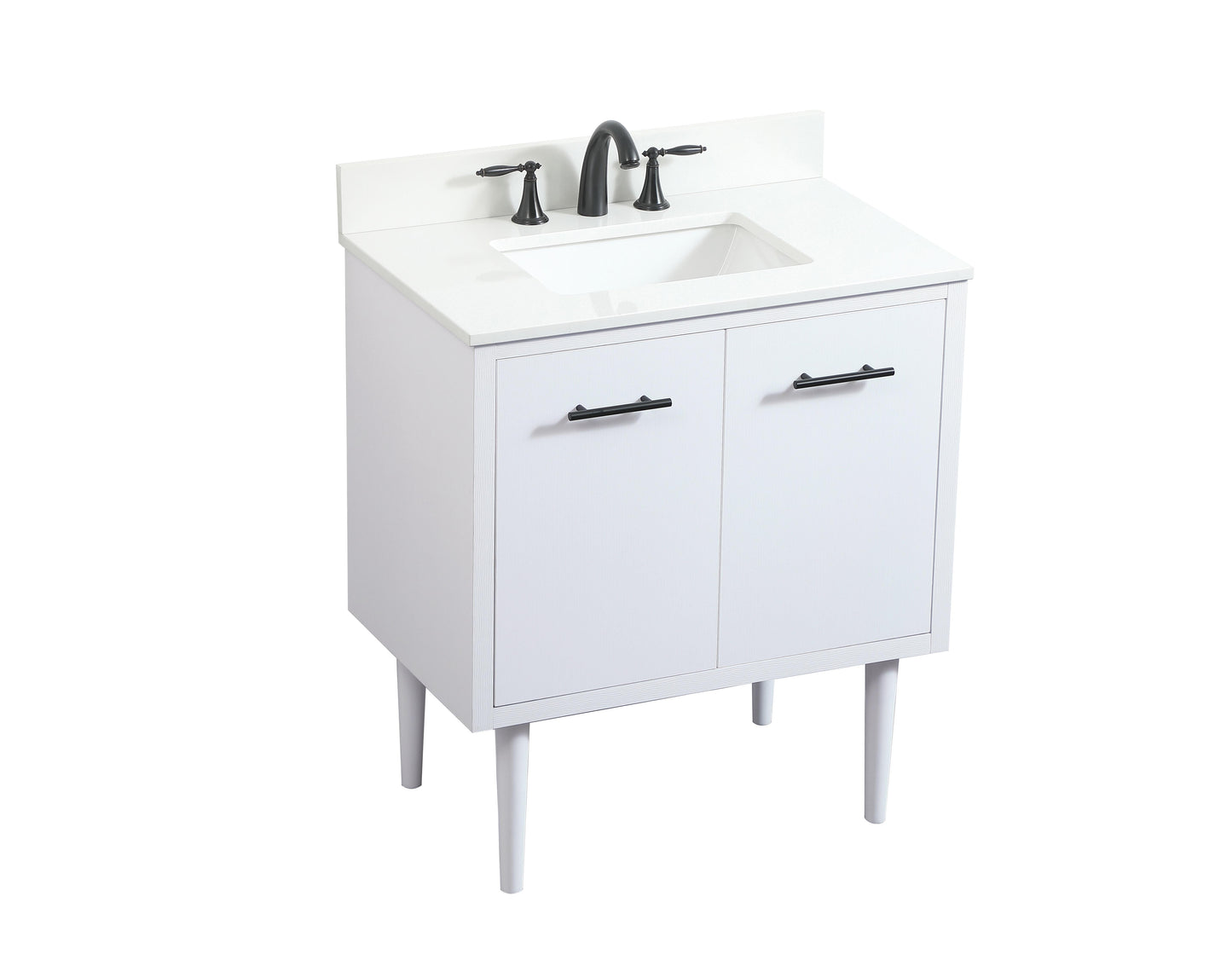 30 inch Single Bathroom Vanity in White with backsplash - BC4103034WH-BS