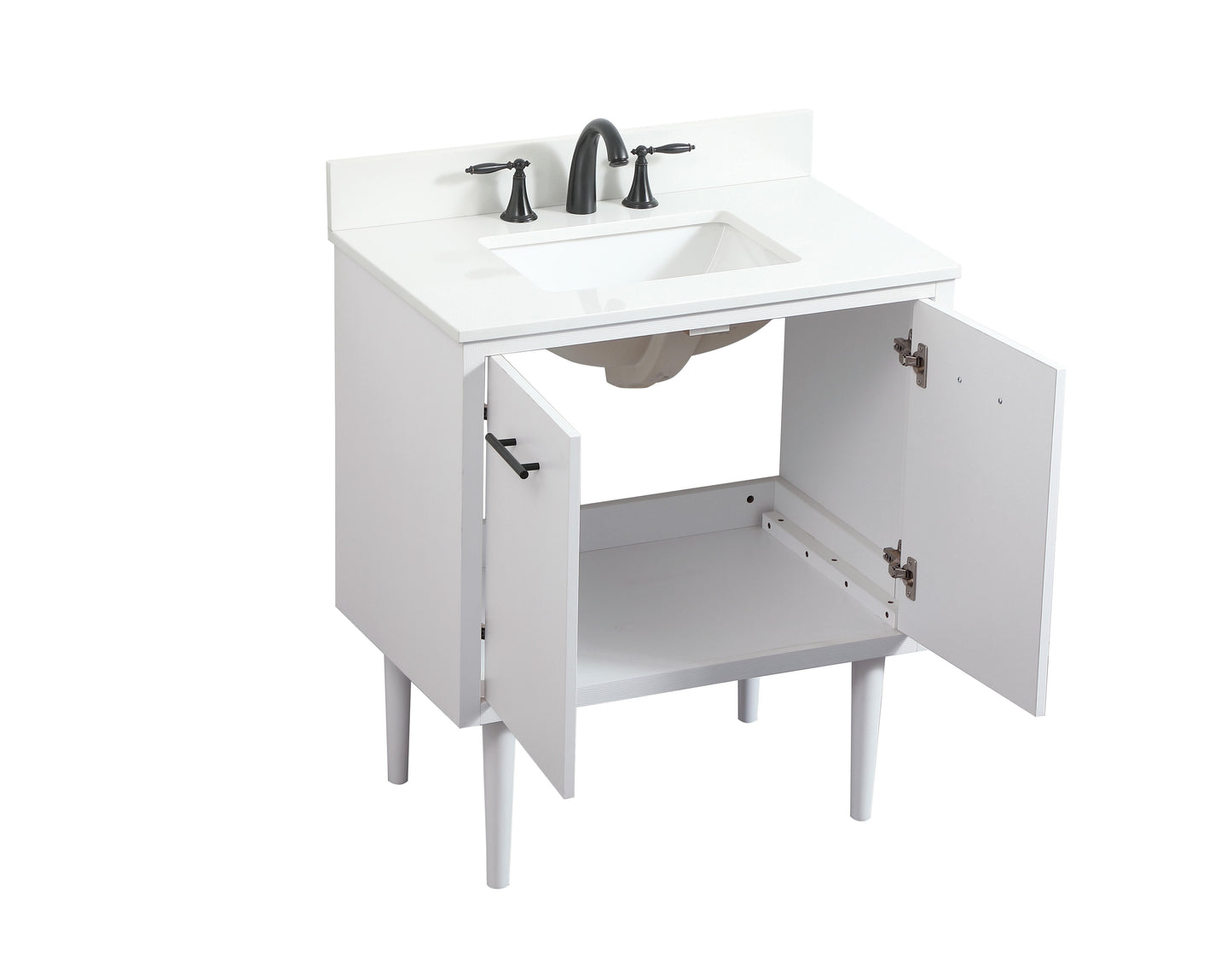 30 inch Single Bathroom Vanity in White with backsplash - BC4103034WH-BS