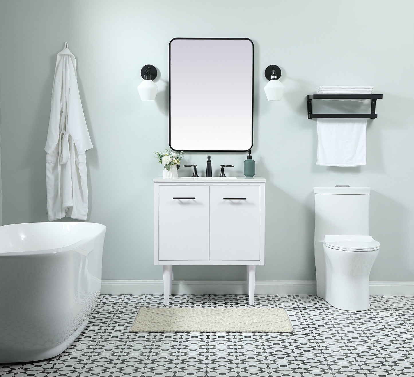 30 inch Single Bathroom Vanity in White - BC4103034WH