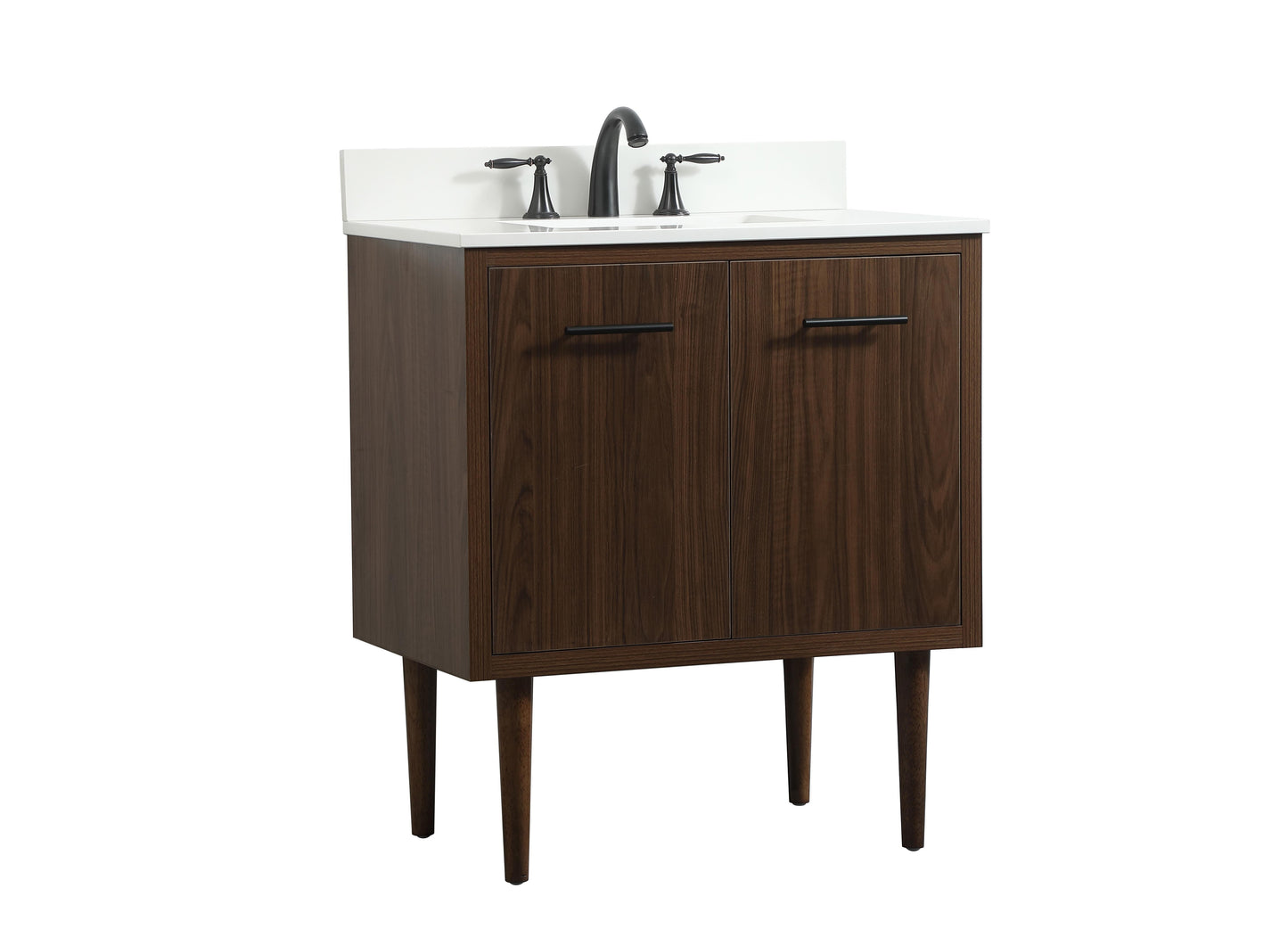 30 inch Single Bathroom Vanity in Walnut with backsplash - BC4103034WT-BS