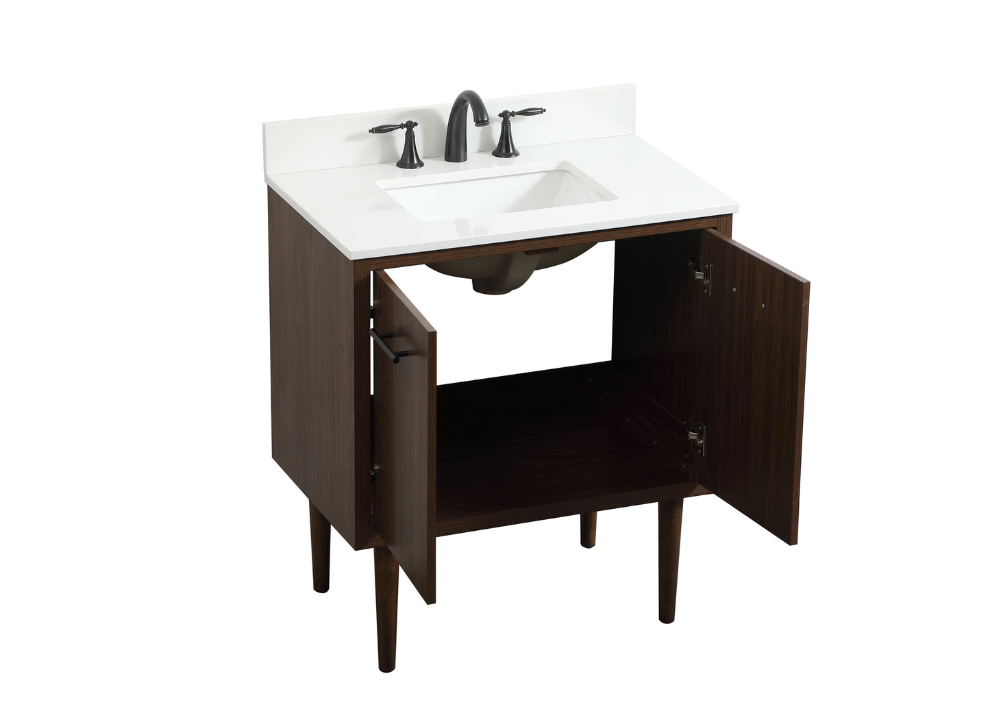 30 inch Single Bathroom Vanity in Walnut with backsplash - BC4103034WT-BS