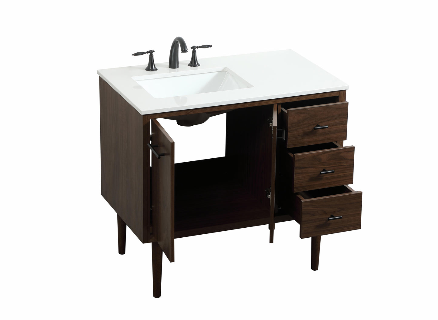 36 inch Single Bathroom Vanity in Walnut - BC4103634WT