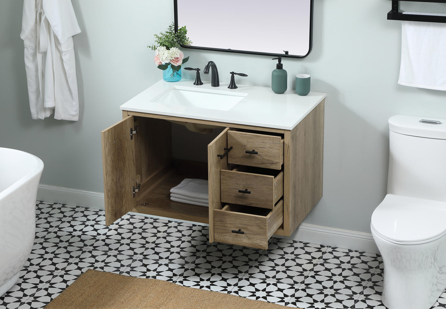 36 inch Single Bathroom Vanity in Natural Oak - BC4103634NT