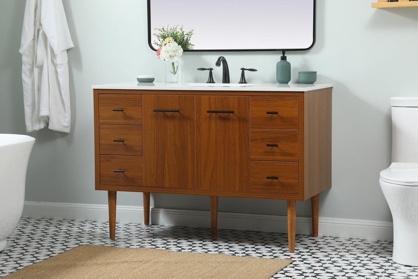 48 inch Single Bathroom Vanity in Teak