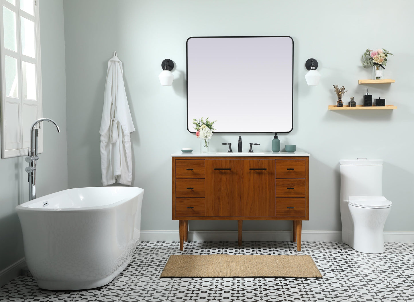 48 inch Single Bathroom Vanity in Teak