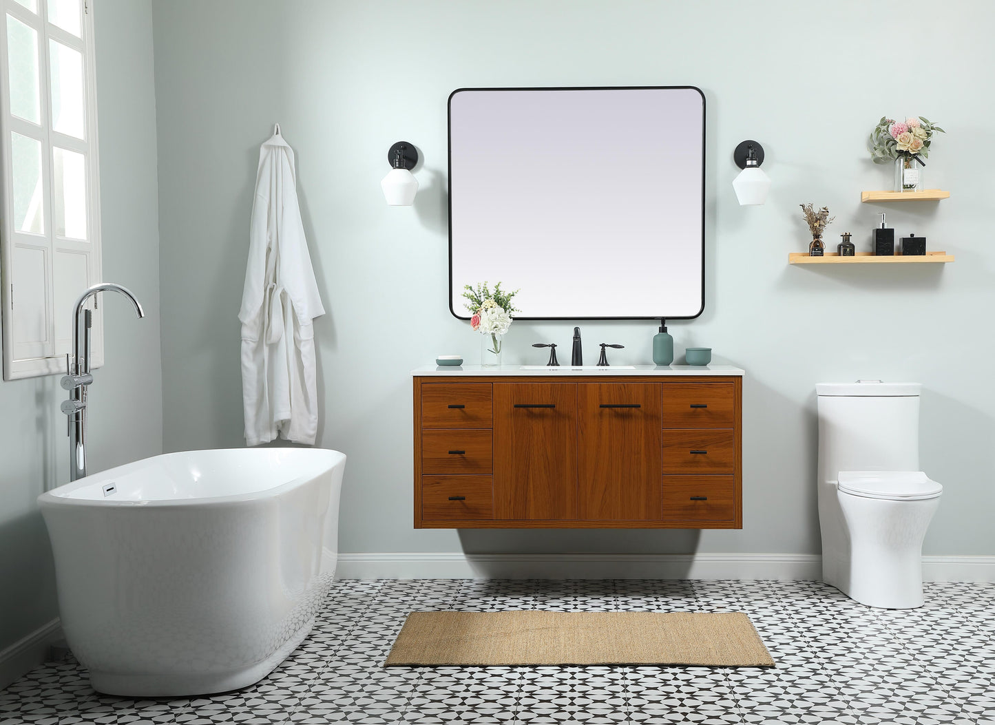 48 inch Single Bathroom Vanity in Teak