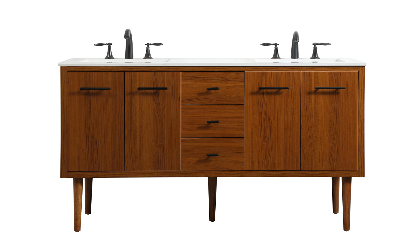 60 inch Single Bathroom Vanity in Teak