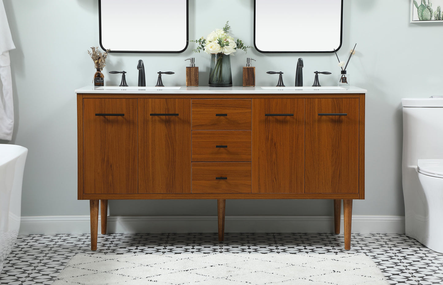 60 inch Single Bathroom Vanity in Teak