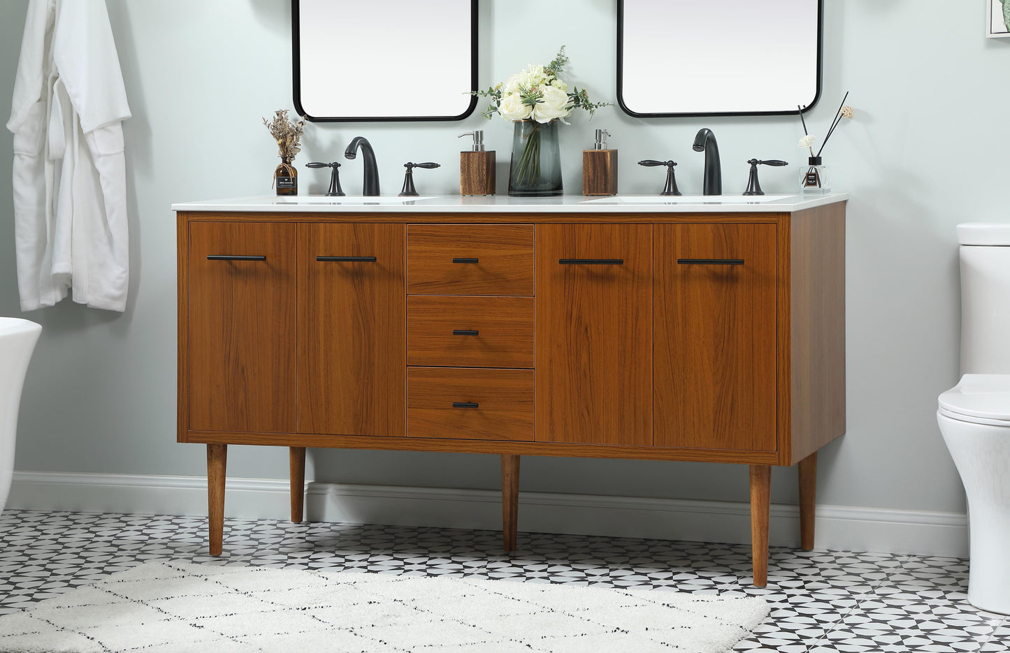 60 inch Single Bathroom Vanity in Teak