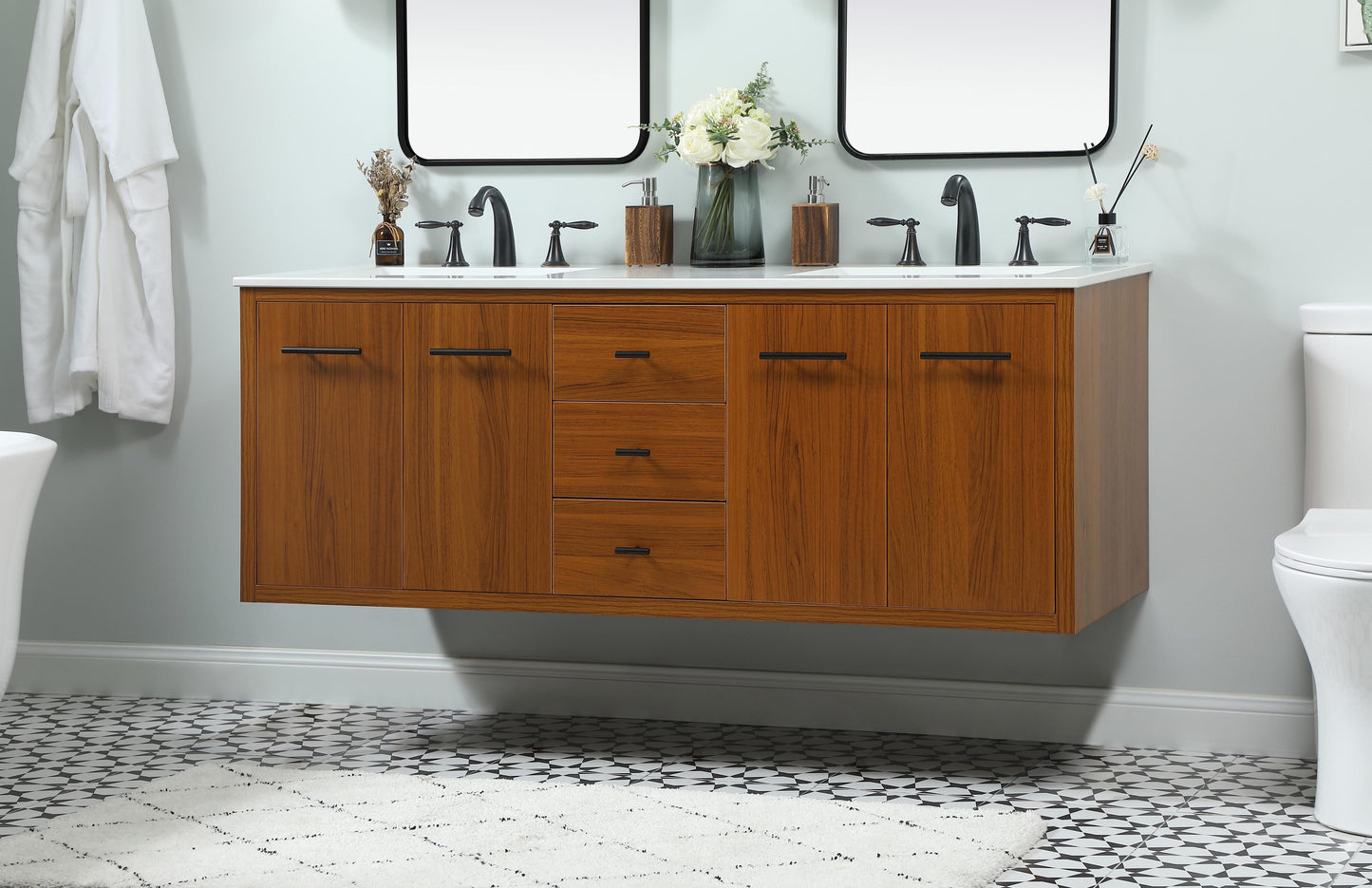 60 inch Single Bathroom Vanity in Teak