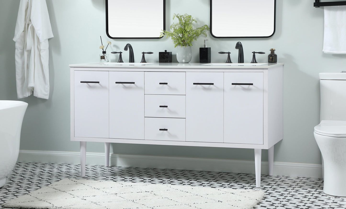 60 inch Single Bathroom Vanity in White