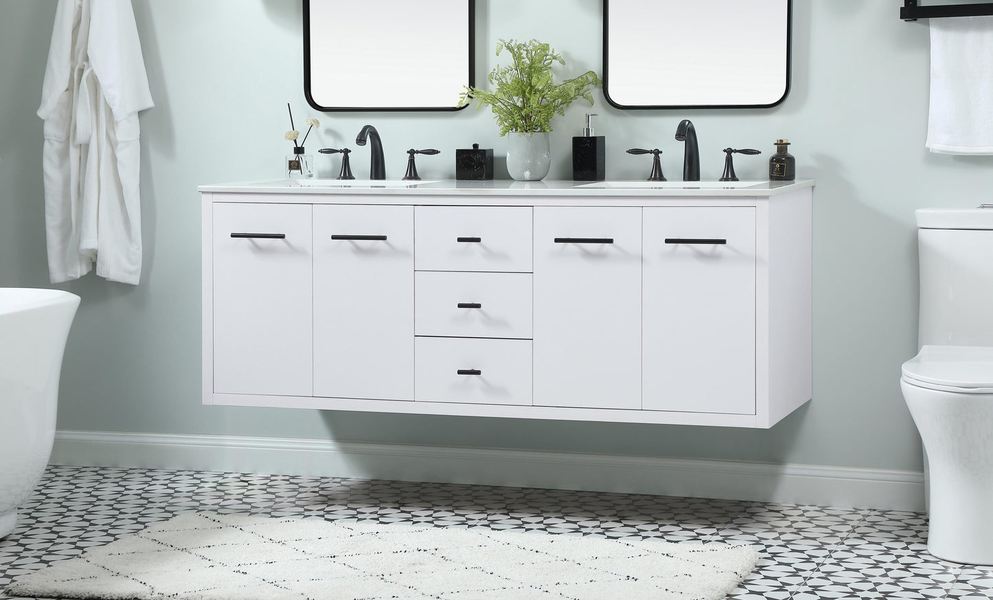 60 inch Single Bathroom Vanity in White