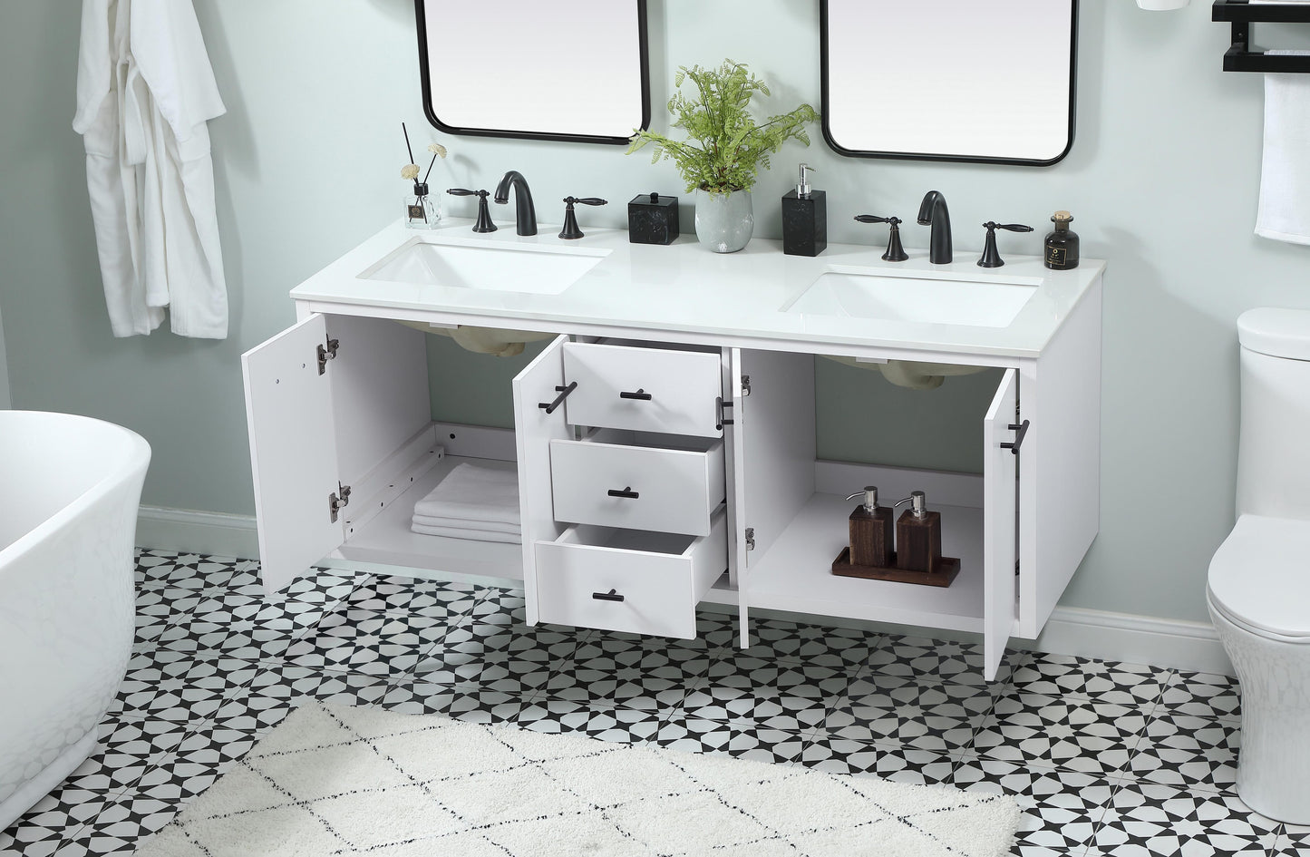 60 inch Single Bathroom Vanity in White