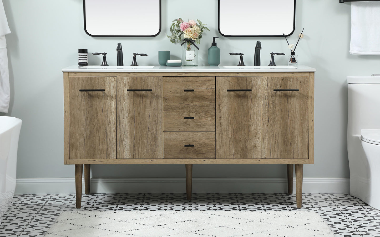 60 inch Single Bathroom Vanity in Natural Oak