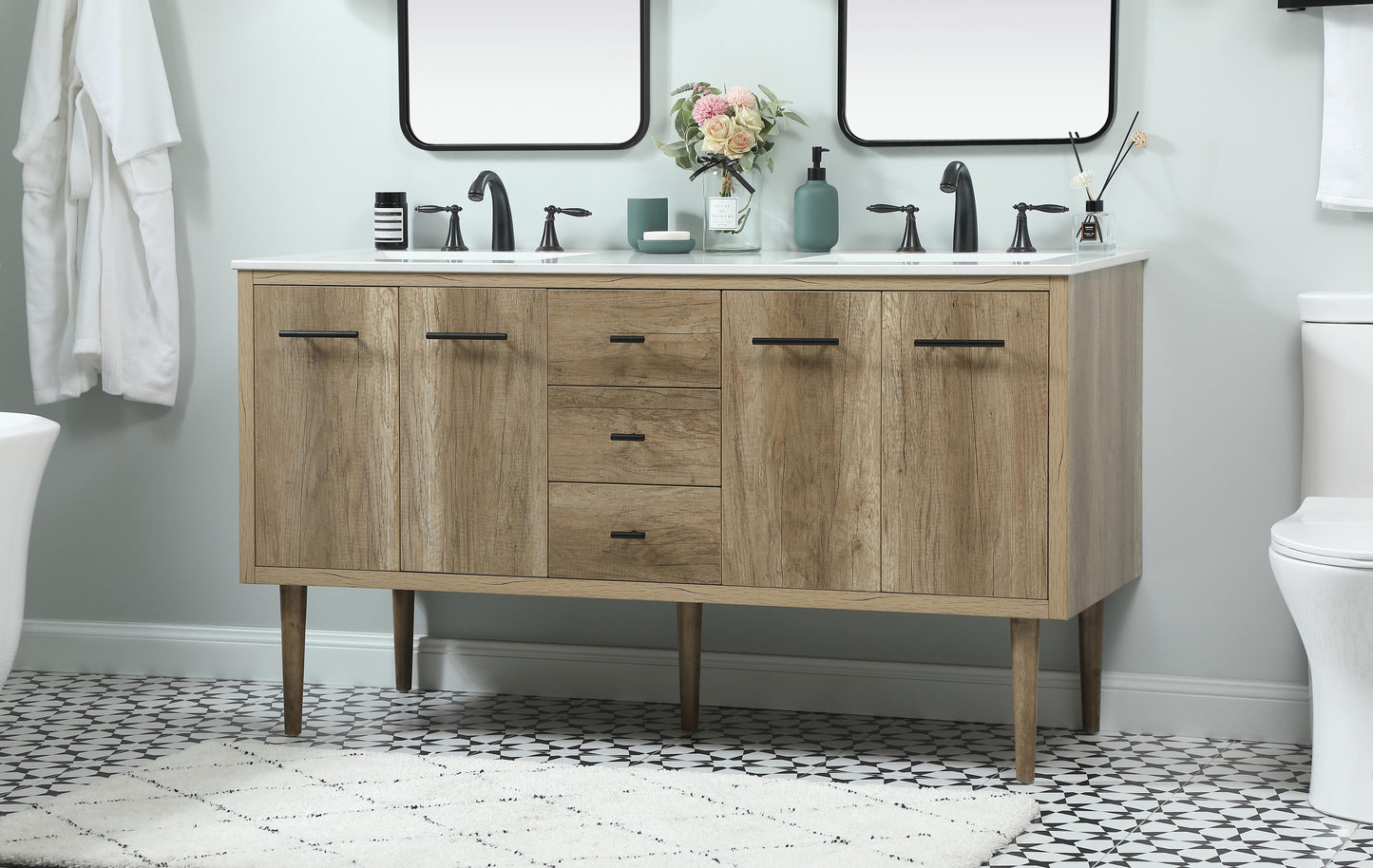 60 inch Single Bathroom Vanity in Natural Oak