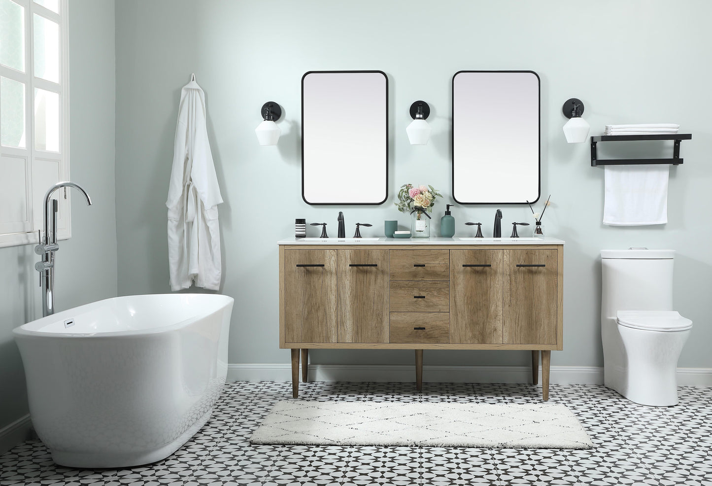 60 inch Single Bathroom Vanity in Natural Oak