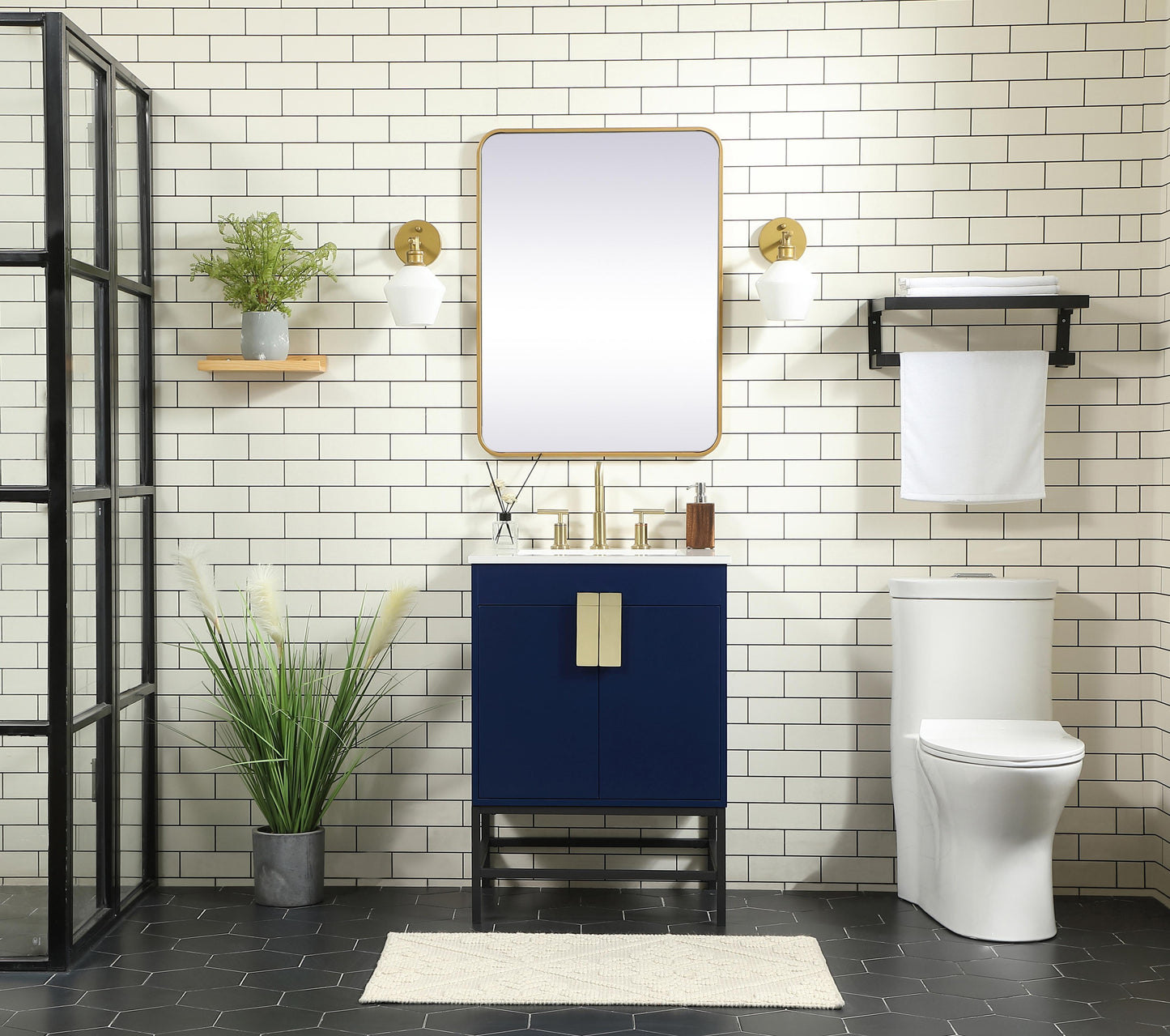 24 inch Single Bathroom Vanity in Blue - BC4202434BL