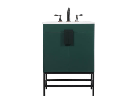 24 inch Single Bathroom Vanity in Green - BC4202434GN