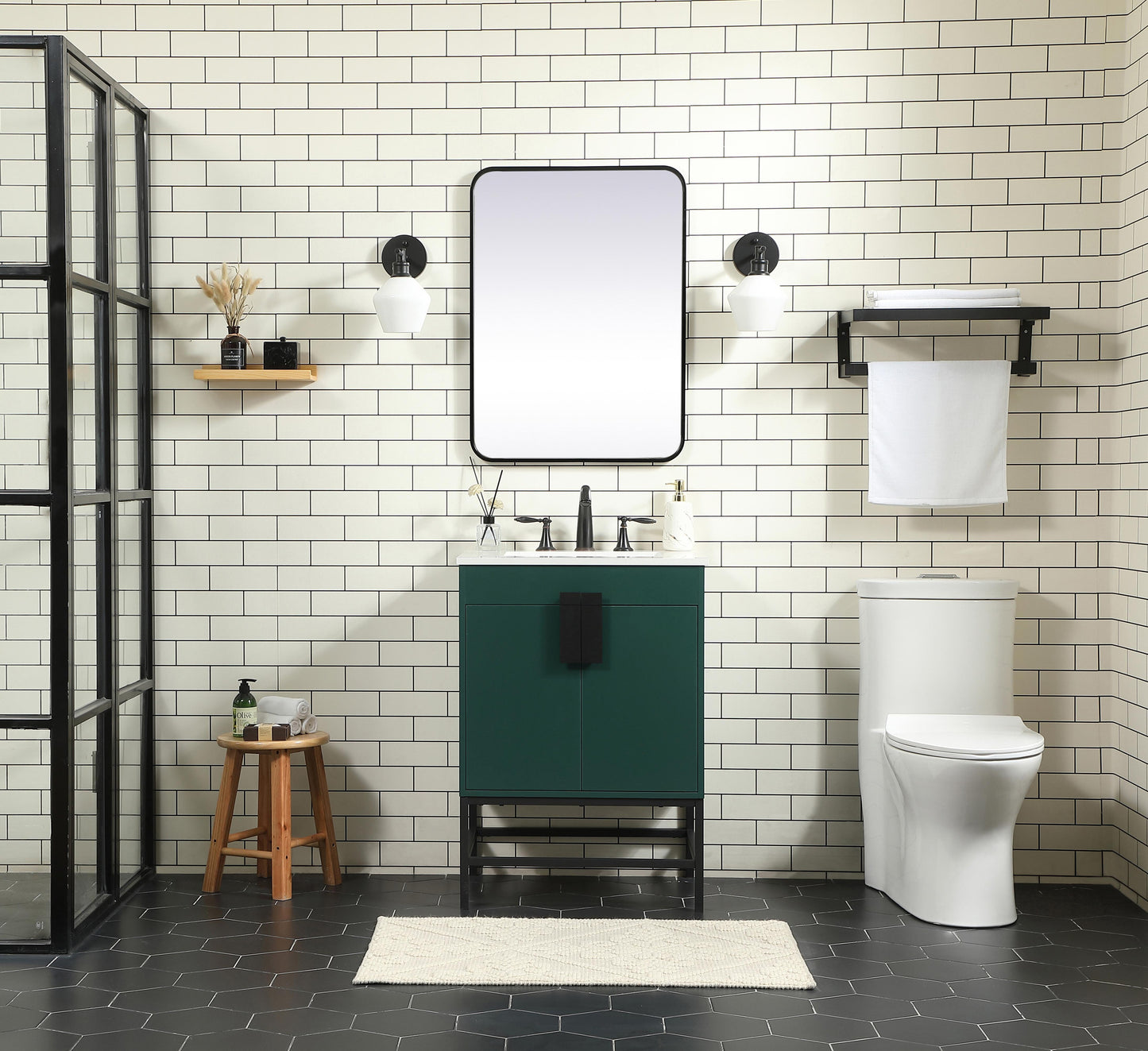 24 inch Single Bathroom Vanity in Green - BC4202434GN