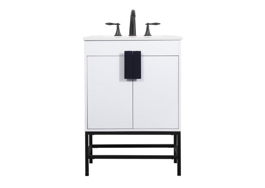 24 inch Single Bathroom Vanity in White - BC4202434WH