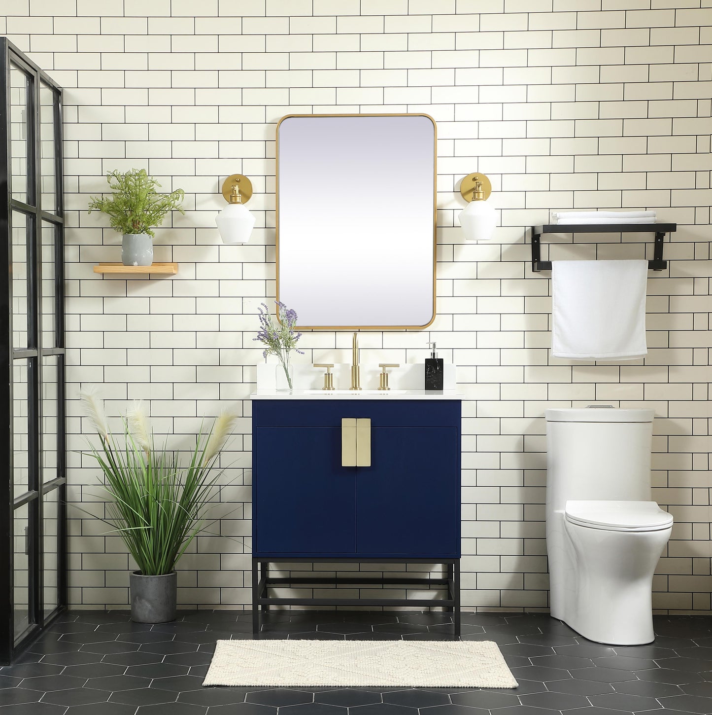 30 inch Single Bathroom Vanity in Blue with backsplash - BC4203034BL-BS