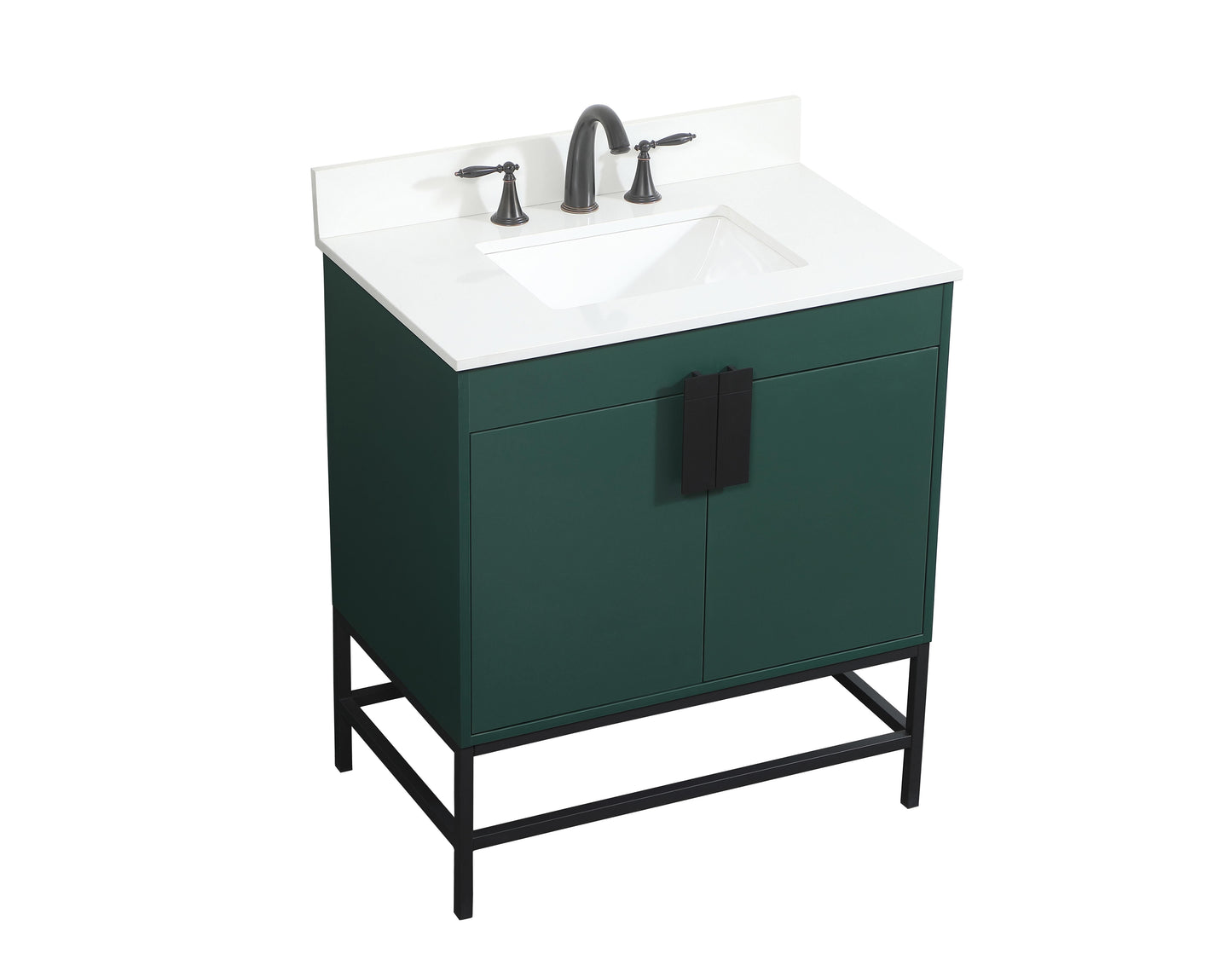 30 inch Single Bathroom Vanity in Green with backsplash - BC4203034GN-BS