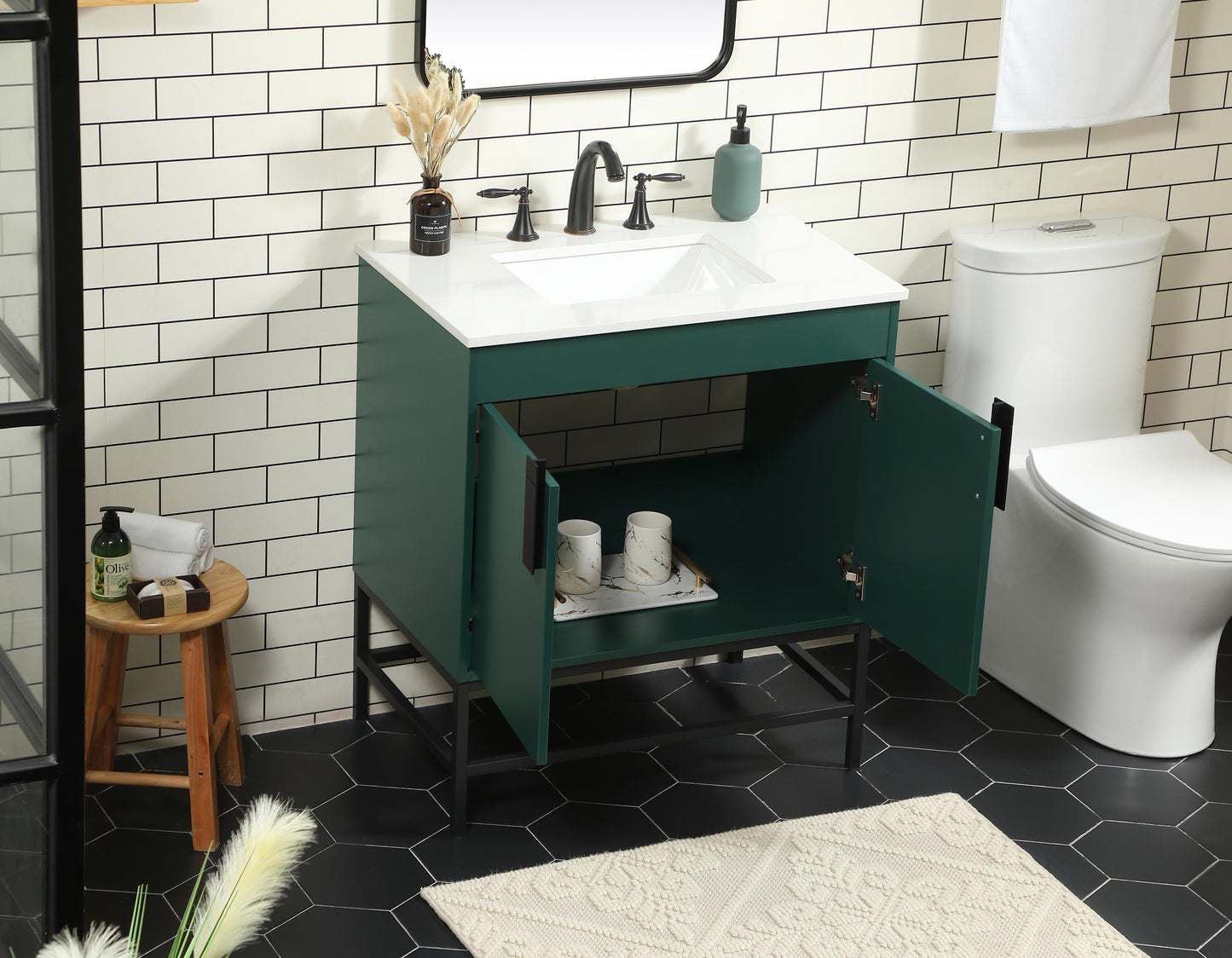 30 inch Single Bathroom Vanity in Green - BC4203034GN