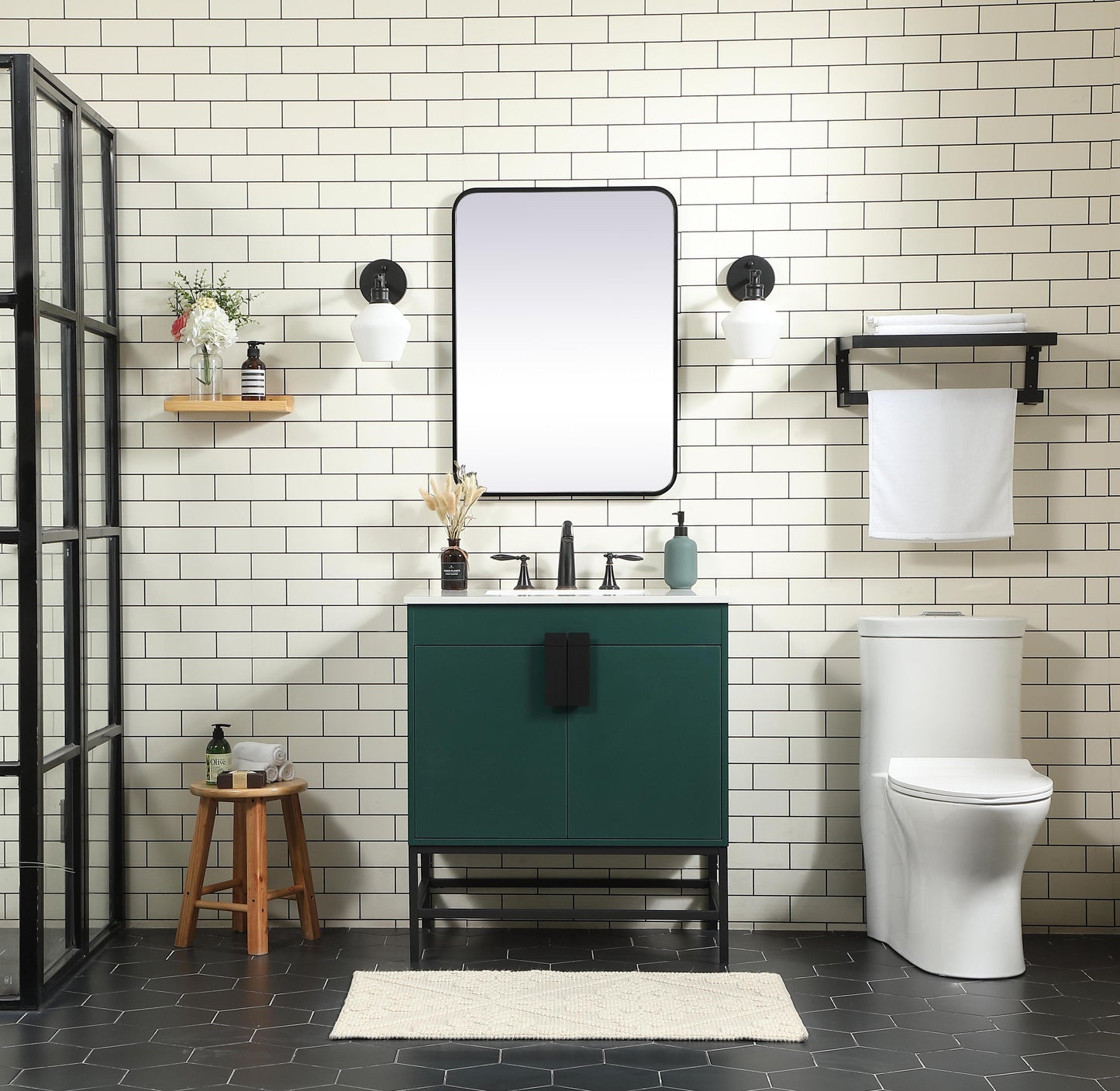 30 inch Single Bathroom Vanity in Green - BC4203034GN