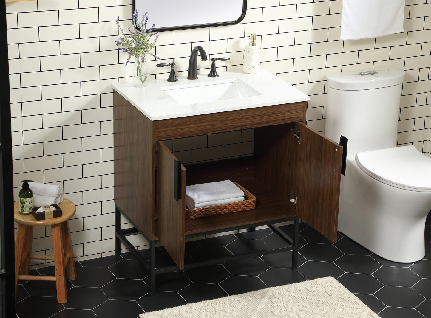 30 inch Single Bathroom Vanity in Walnut - BC4203034WT