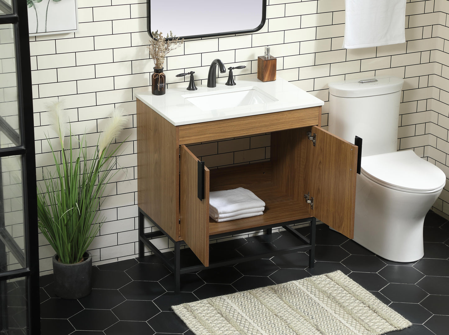 30 inch Single Bathroom Vanity in Walnut Brown - BC4203034WB