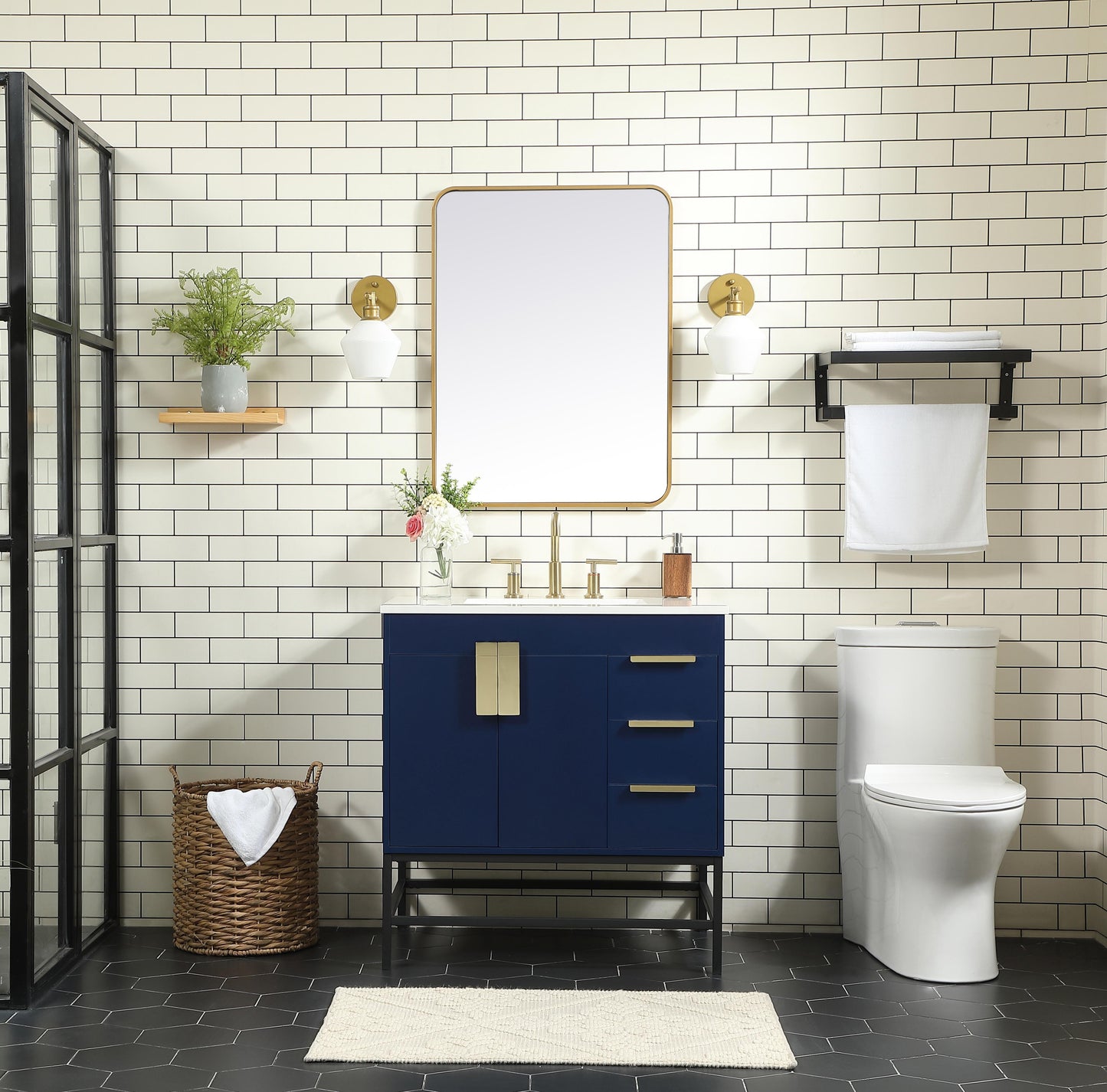 32 inch Single Bathroom Vanity in Blue - BC4203234BL