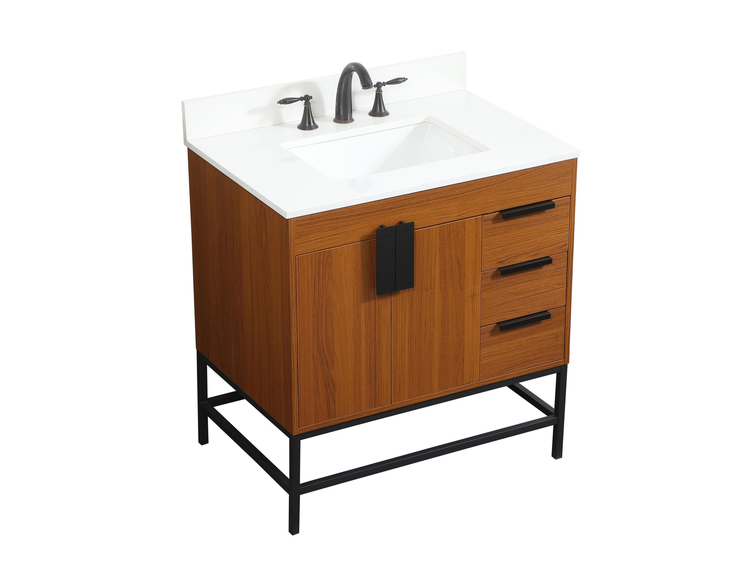 32 inch Single Bathroom Vanity in Teak with backsplash - BC4203234TK-BS