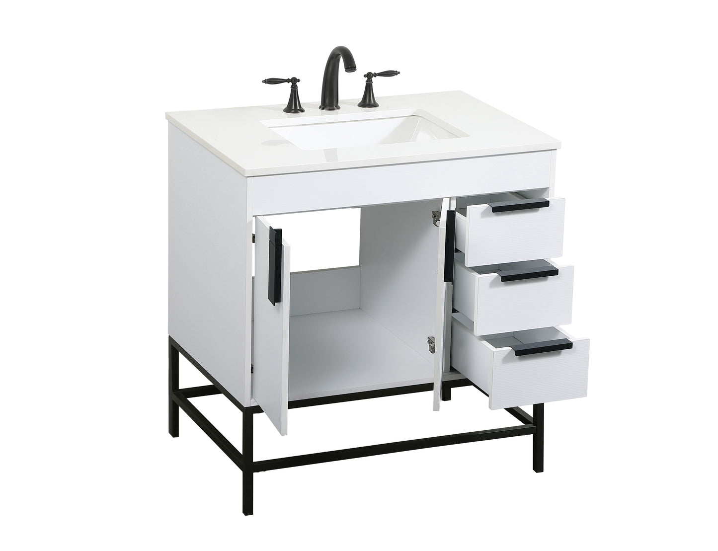 32 inch Single Bathroom Vanity in White - BC4203234WH