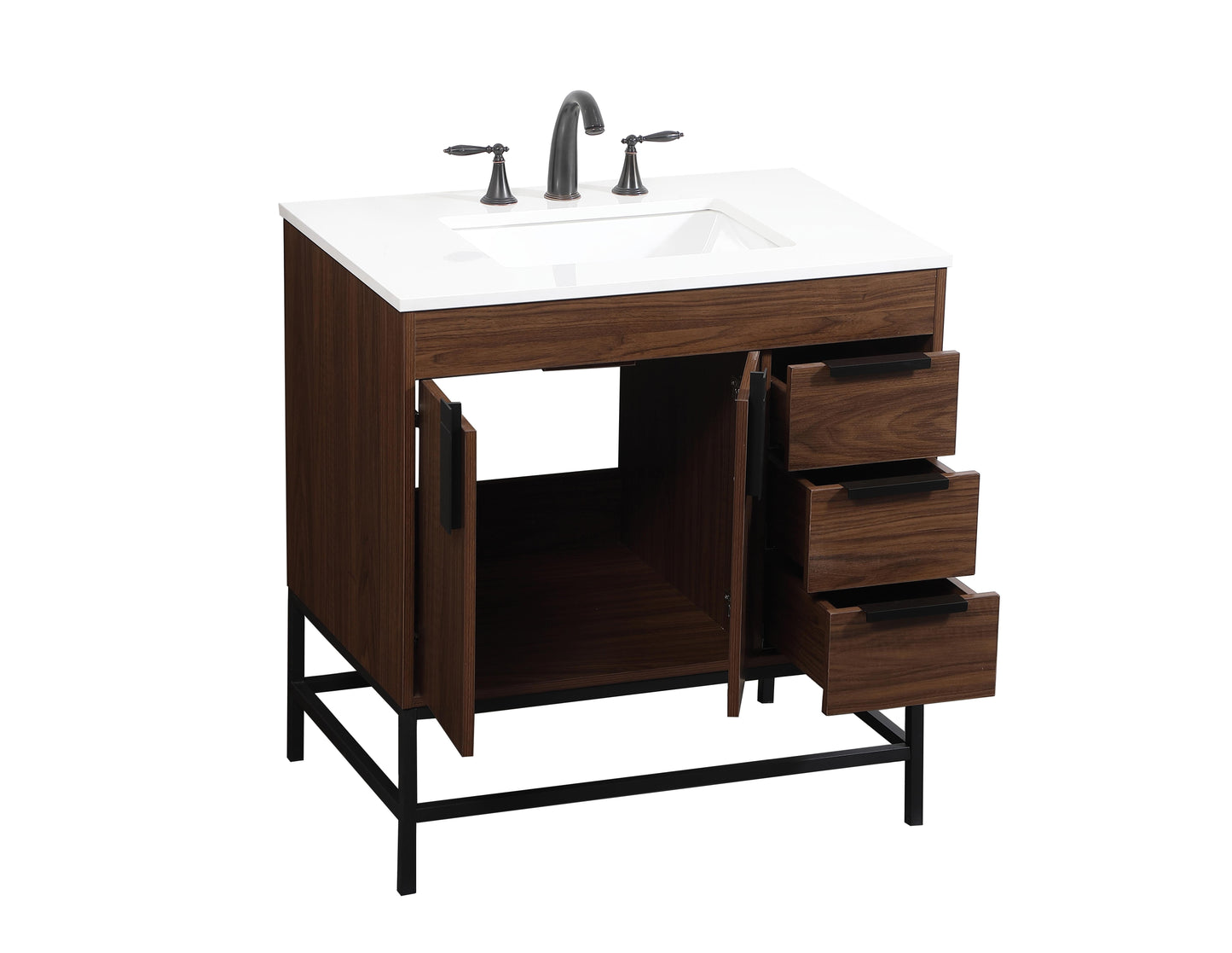 32 inch Single Bathroom Vanity in Walnut - BC4203234WT