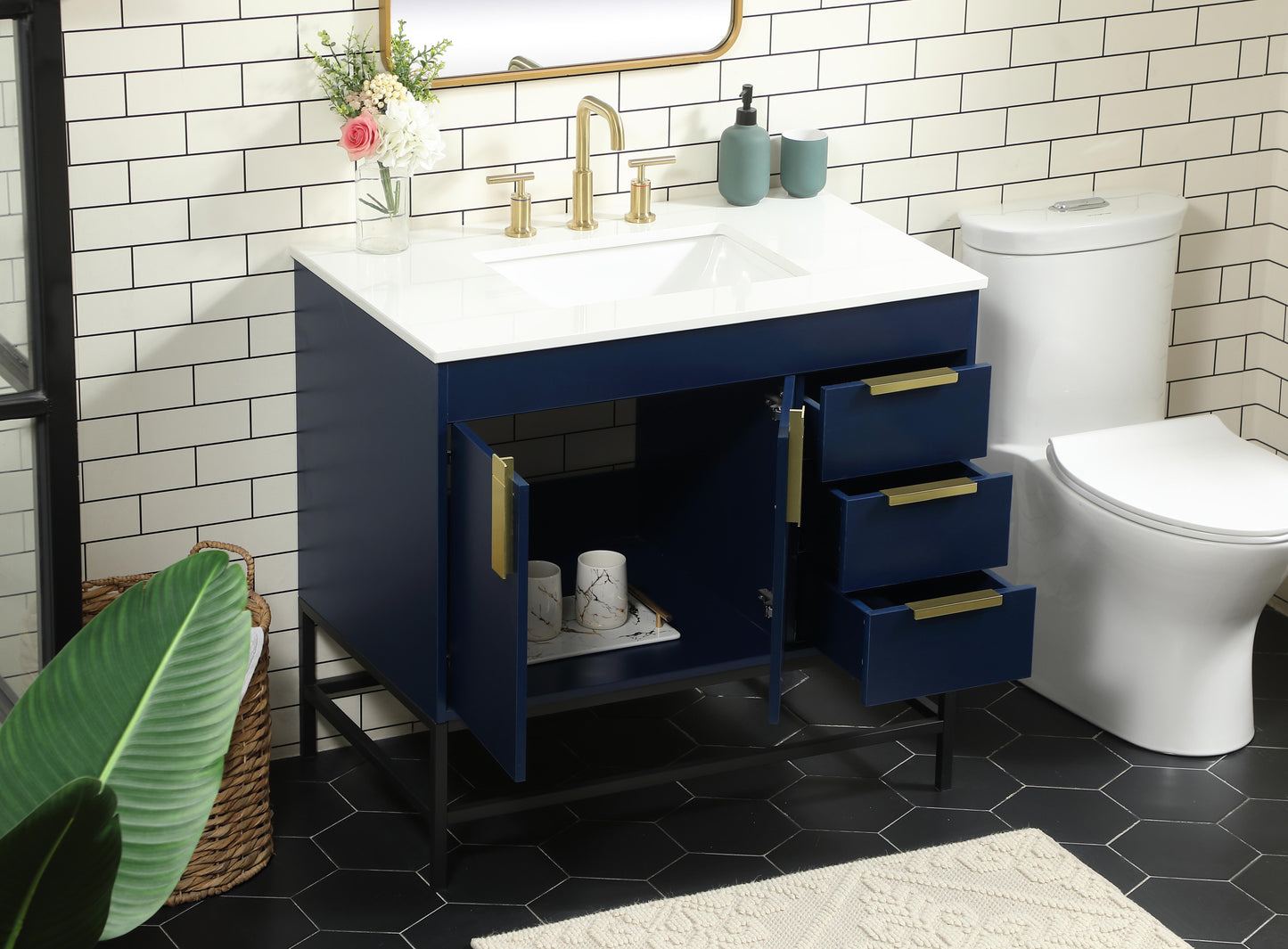 36 inch Single Bathroom Vanity in Blue - BC4203634BL