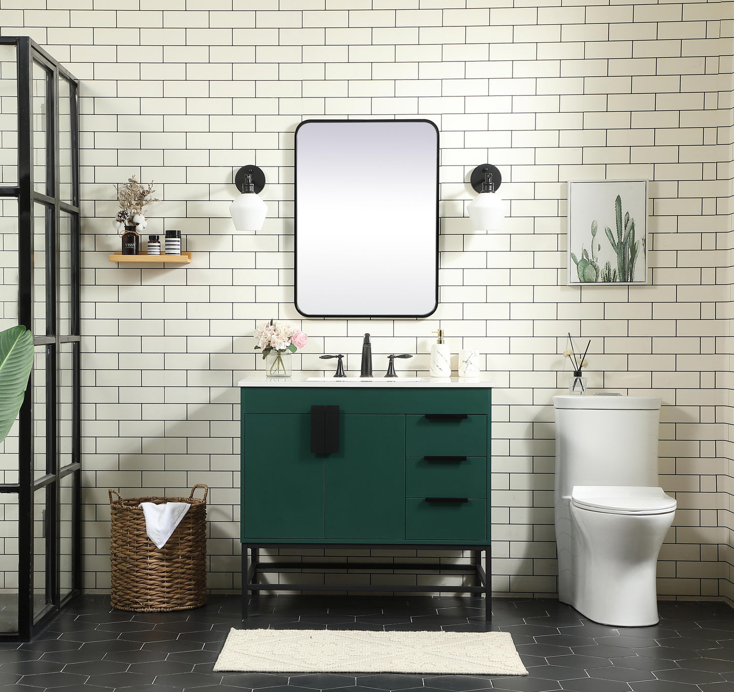 36 inch Single Bathroom Vanity in Green - BC4203634GN